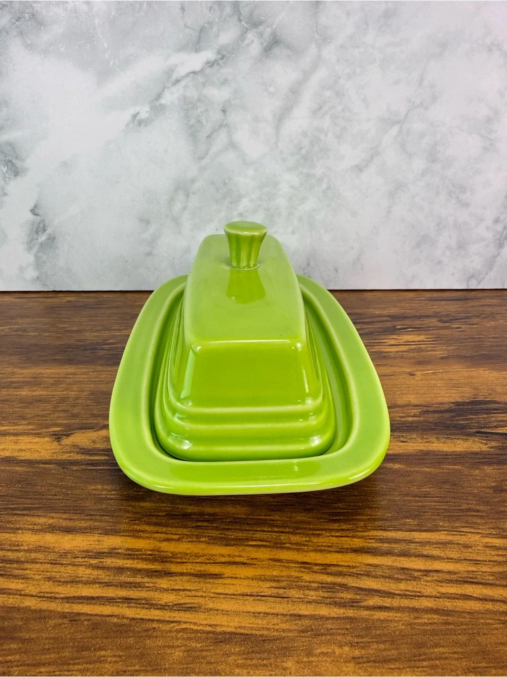 Fiesta Fiestaware Lemongrass Green Covered Butter Dish Tray Retired Color